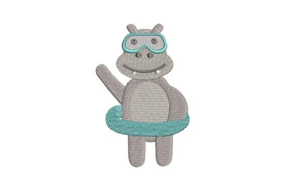 Cute Swimming Hippo with Goggles