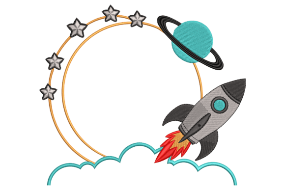 Outer Space Rocket Ship Monogram Frame