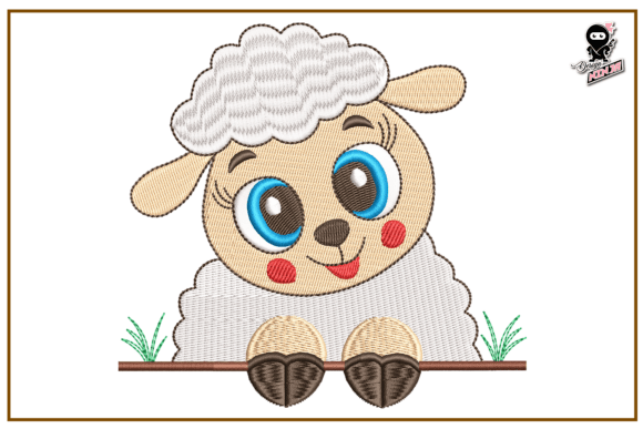 Peeking Baby Lamb Embroidery Design